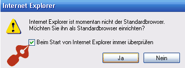 IE-Meldung Standard-Browser