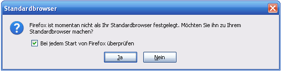 Firefox-Meldung Standard-Browser